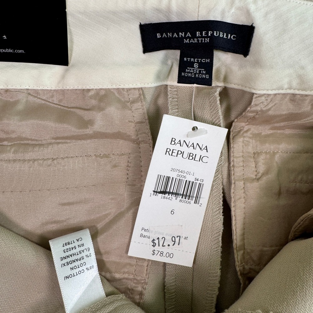 NWT VTG Y2K 03 Banana Republic Martin Stretch Straight Pants 6 Beige Pleated - Picture 4 of 9